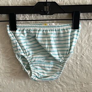 Baby Boden Striped Diaper Cover White Light Blue 0-3 Months